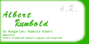 albert rumbold business card